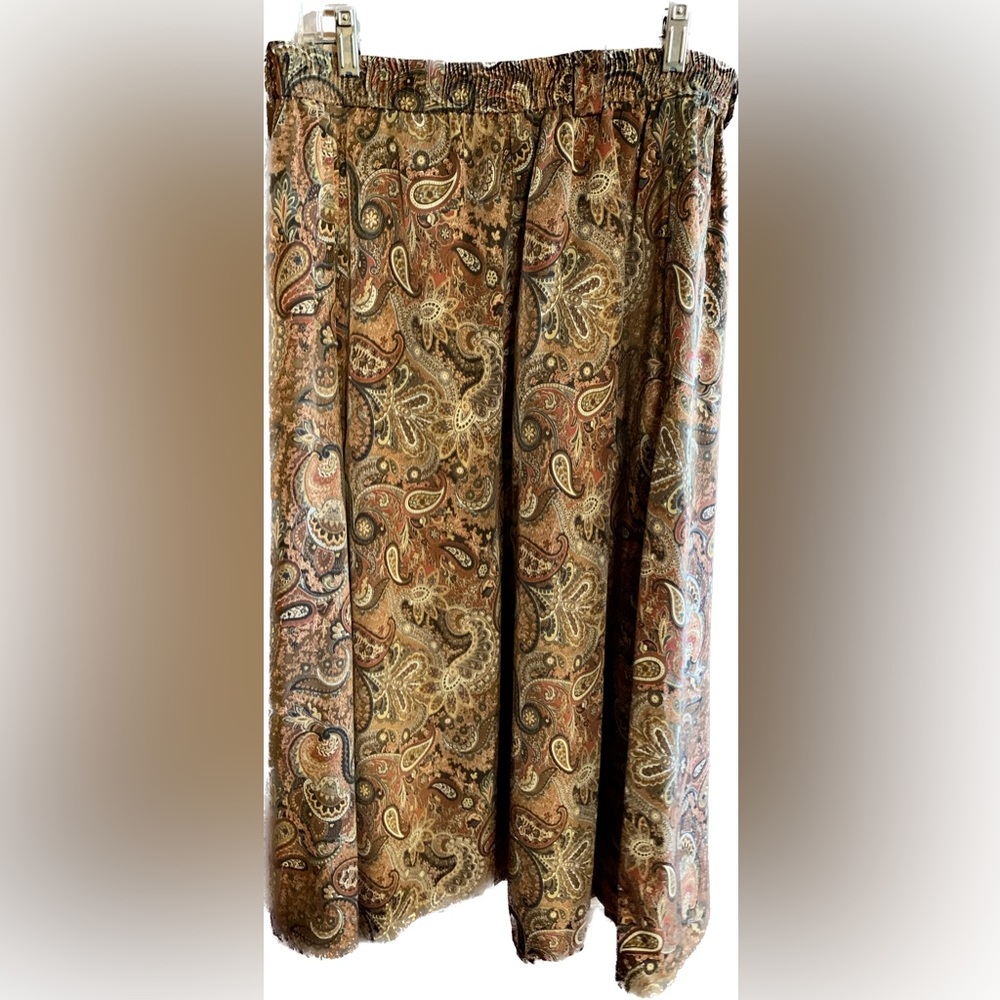 Vintage 90s Paisley Skirt in Fall Colors Size 14 Petite